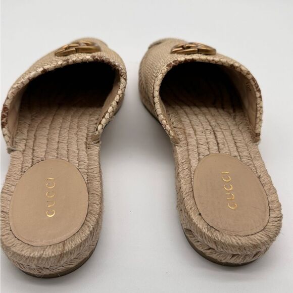 GUCCI GG Marmont Straw Elaphe Matelasse Espadrille Mules Natural Raffia EU 38.5 - Picture 9 of 15